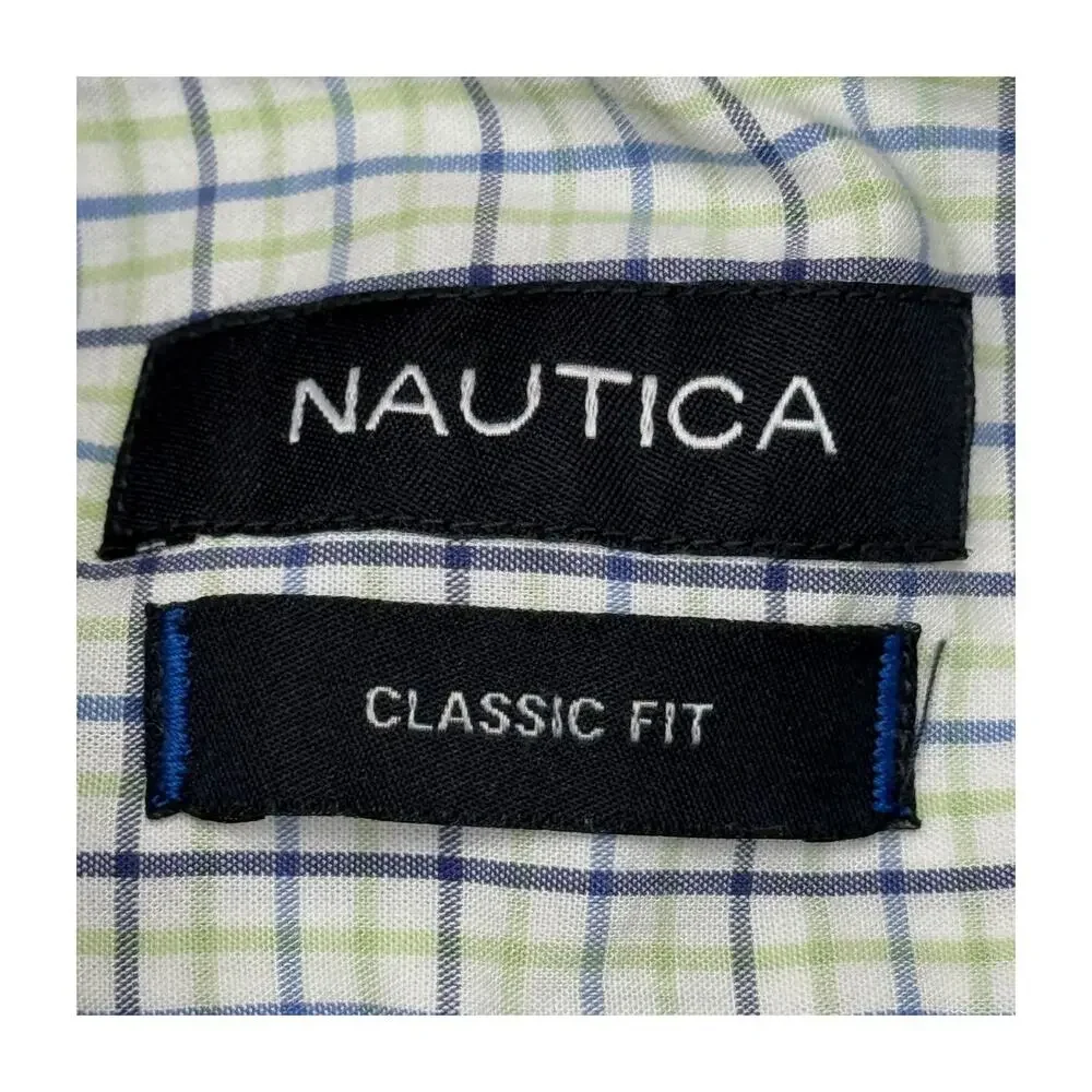 Nautica Classic Fit Plaid Button Down Shirt Mens 16.5 34 35